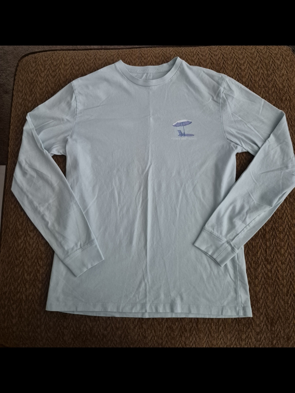Vineyard Vines Light Blue Long Sleeve Tee with Small Umbrella Logo
